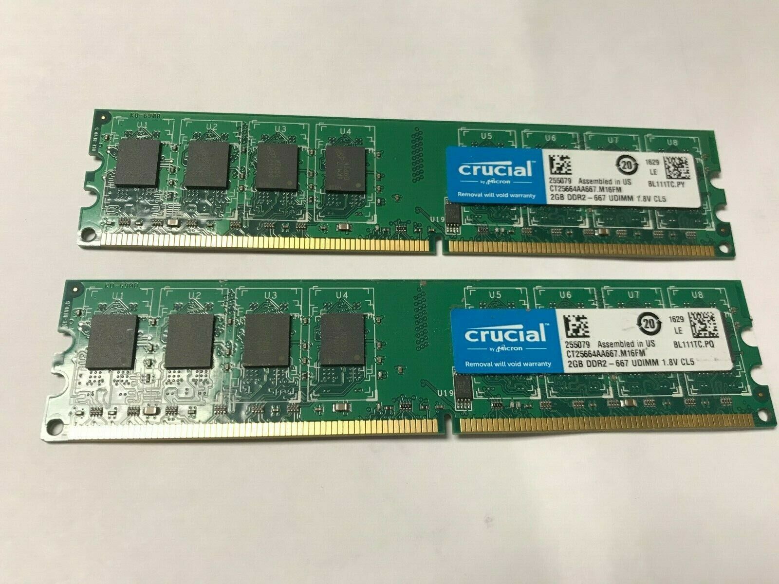 Crucial 4gb (2x 2gb) Pc2-5300u Ddr2 Udimm 667mhz Desktop Memory Ram