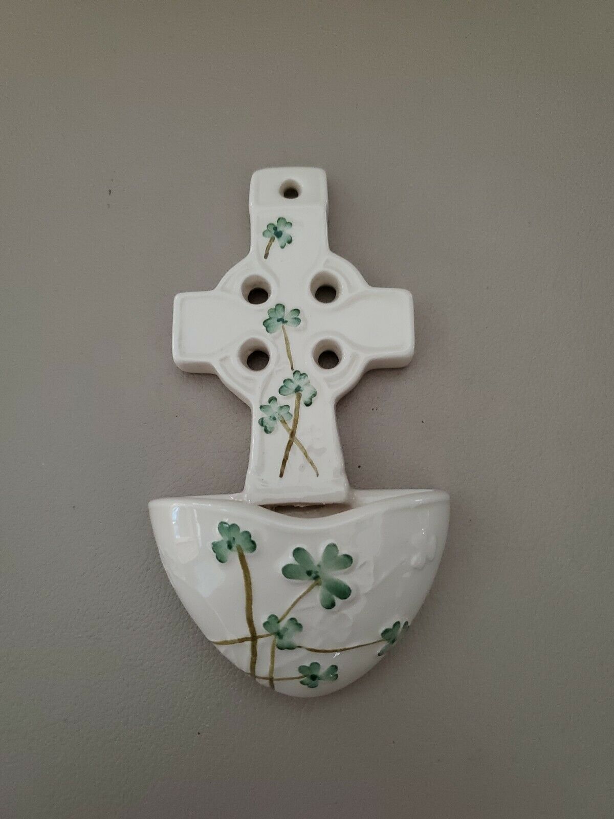Watervale Parian China Small Holy Water Font With Clovers On It Made...