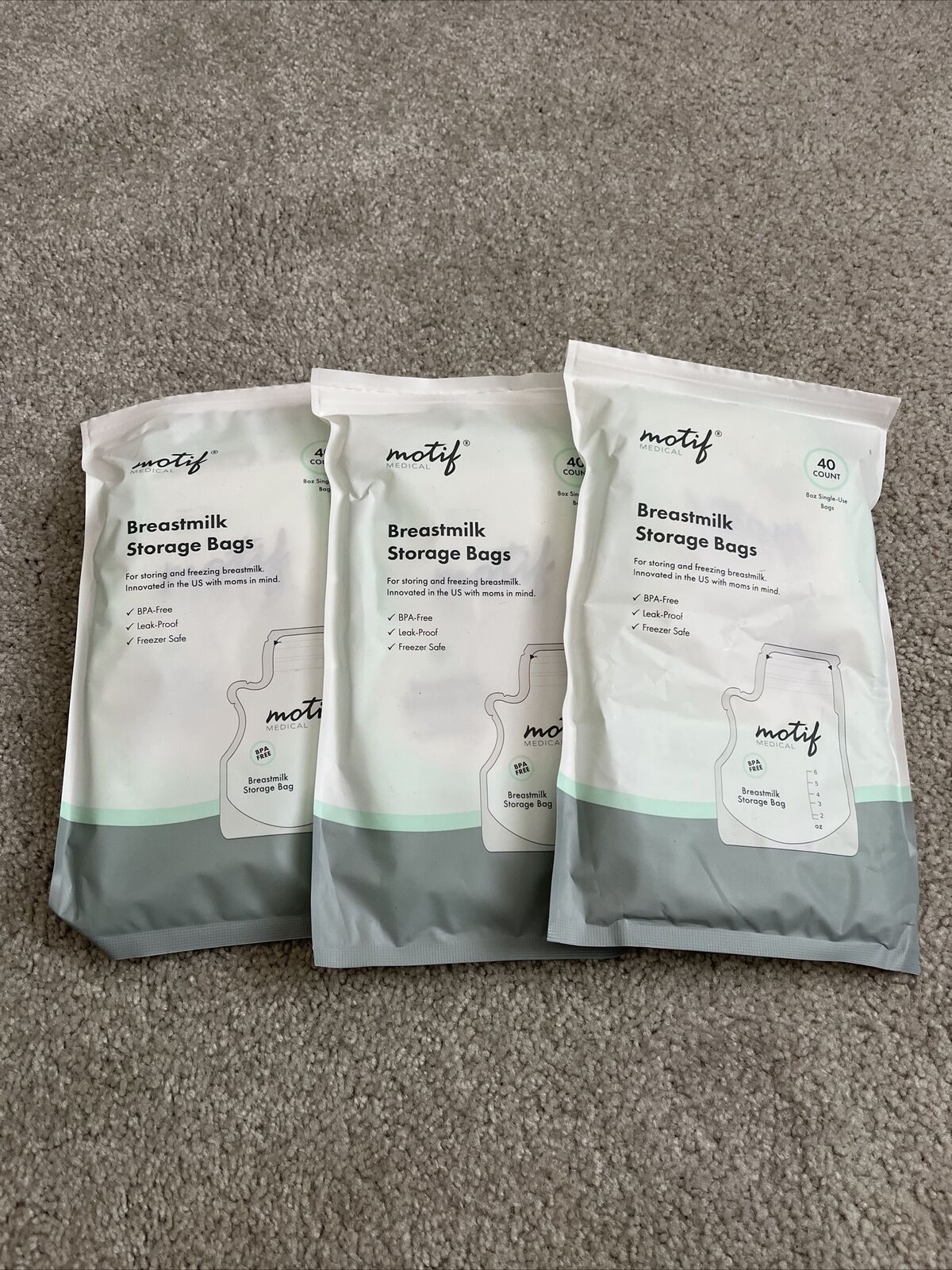 Motif Medical Breast Milk Storage Freezer Bags 3 pack 8oz 40ct - 120 Bags