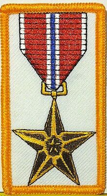 BRONZE STAR Medal Embroidered Iron-On Patch US ARMY Emblem  Gold Border