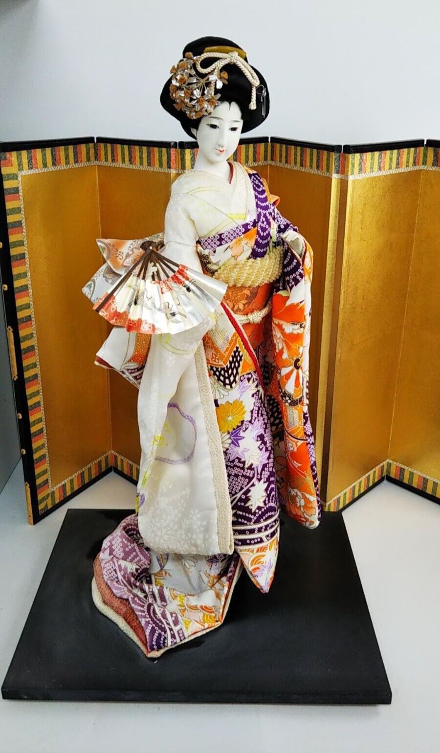 Antique Japanese Doll Beautiful Geisha In Beautiful Kimono Elegant Lady 21" 53cm