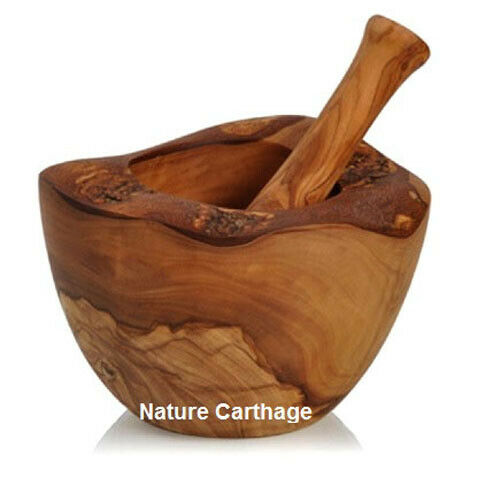 Christmas Gift, Olive Wood Rustic Mortar And Pestle, Tableware, Kitchenware, Us