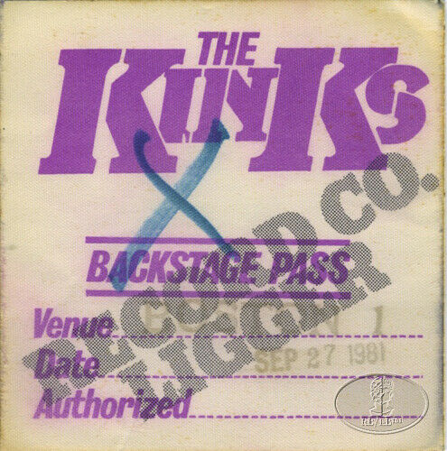 The Kinks 1981 Backstage Pass Boston Massachussetts