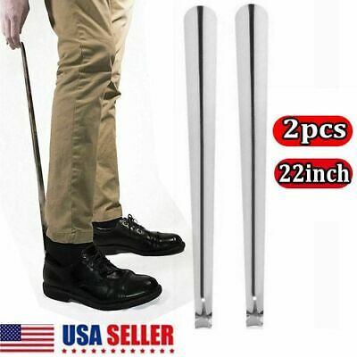 2x 20.5in Stainless Steel Long Handled Metal Shoe Horn Lifter with Hanging Hole