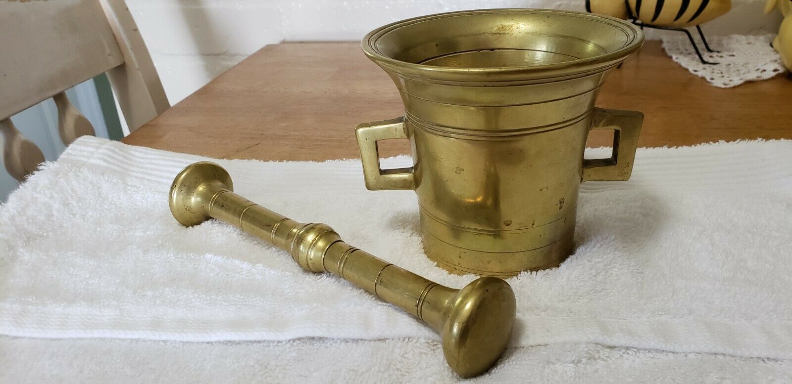 Vintage Solid Brass Mortar And Pestle