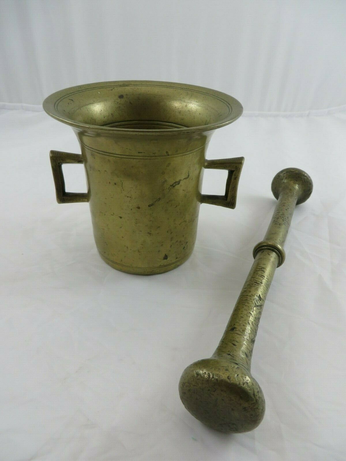 Vintage Brass Mortar And Pestle Herb Spice Grinder Lg 4 5/8" Diameter