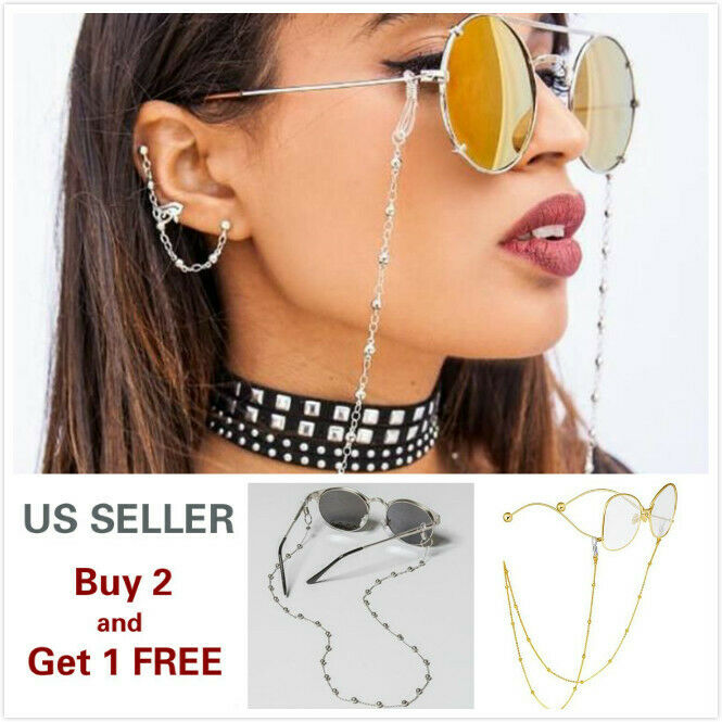 Eyeglass Chain Sunglasses Read Bead Glasses Chain Holder Eyewear Rope Necklace A