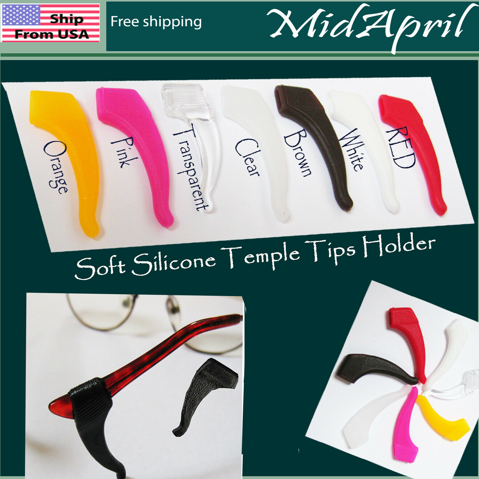 Eyeglass Ear Hook  Soft Silicone Temple Tips Holder High Quality Us Seller
