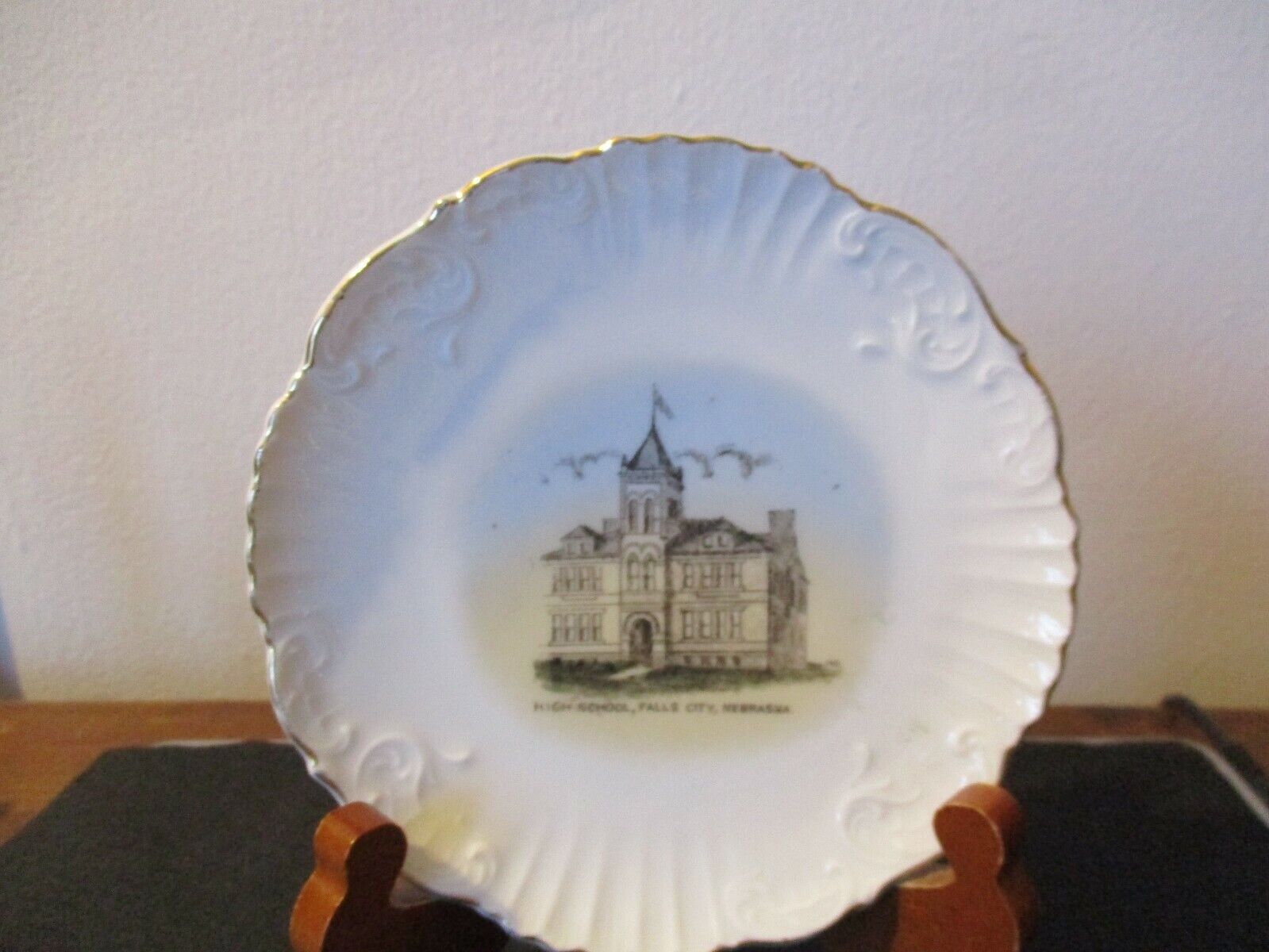 Circa 1910 Souvenir Porcelain Dish High School Falls City Nebraska Wheelock #