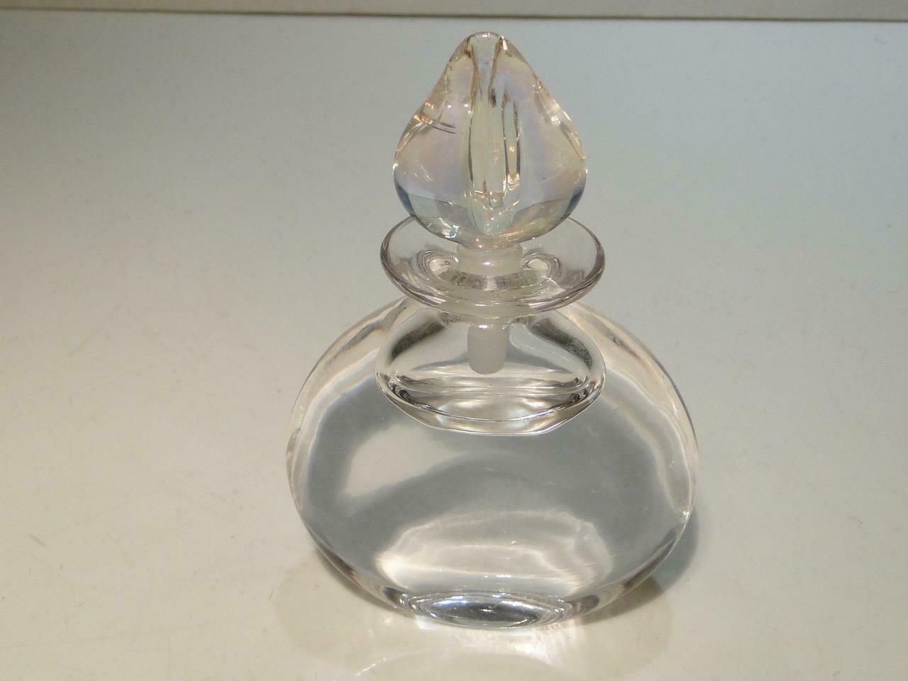 Beautiful Art Glass Perfume Bottle Signed Robert Held Clear Glass