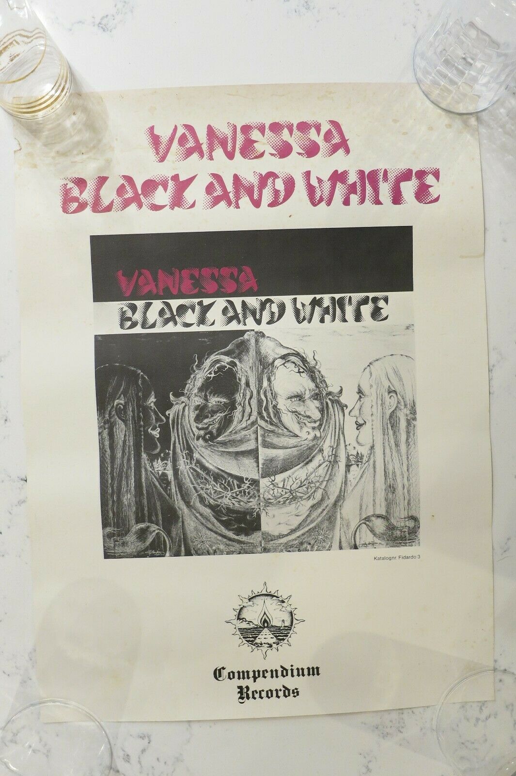 Very Rare Vanessa "black And White" 1976 Promo Poster, Compendium, Norway Nice!