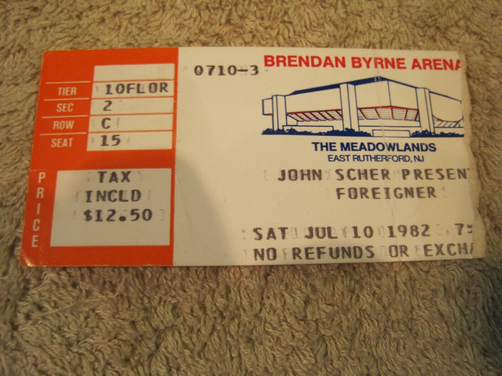 Foreigner Ticket Stub Brendan Byrne Arena  7/10/82