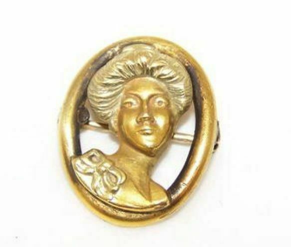 Victorian Small Lady or Gibson Girl Face Pin