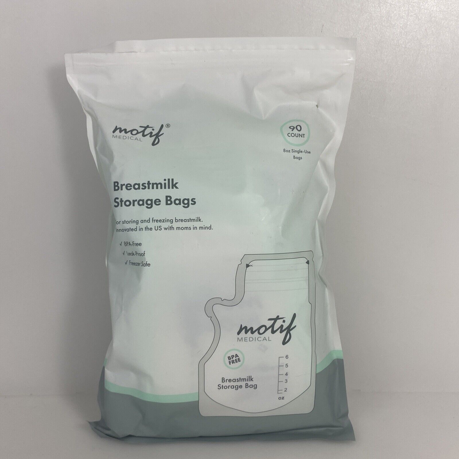 Motif Breastmilk Storage Bags 90 Ct 8 oz BPA Free - Leak Proof - Easy Pour (G)