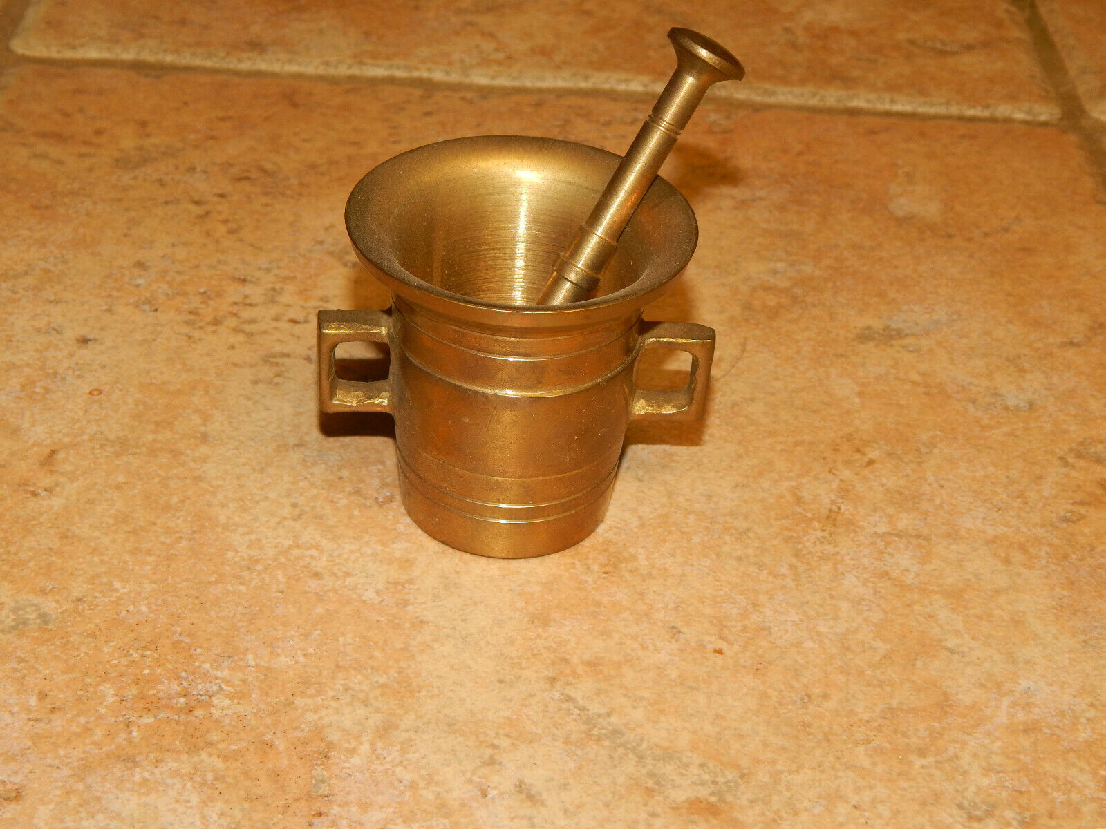 Vintage Solid Brass   Small Mortar & Pestle, Aphotecary, Pharmacy