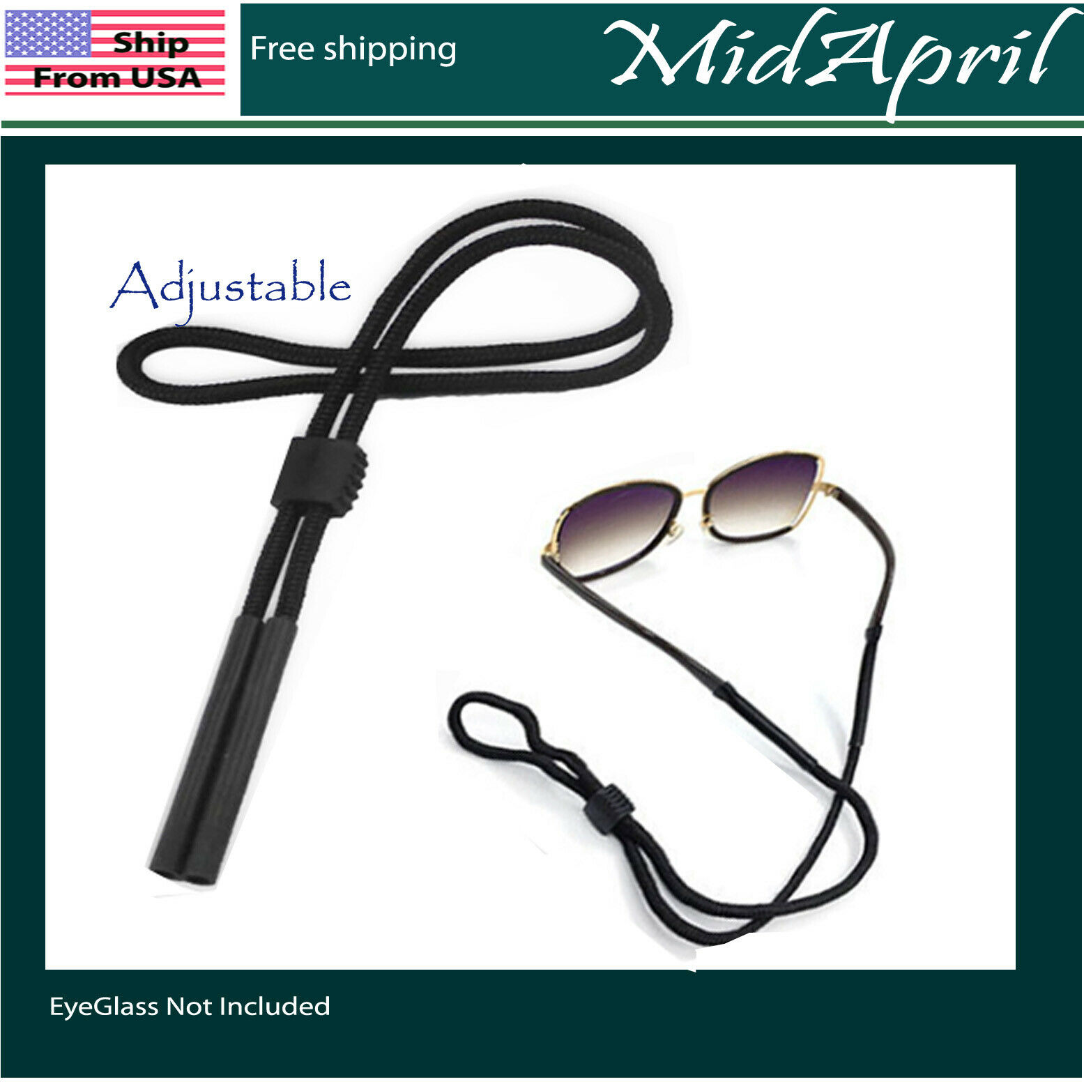 Ajustable Sunglass Eyeglasses Glasses Spectacle Sports Safety Holder  Strap 1 Pc