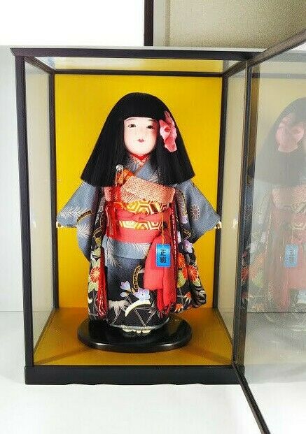 Ichimatsu Doll Girl Mint Vintage Japanese Doll In Silk Kimono 17" 45cm