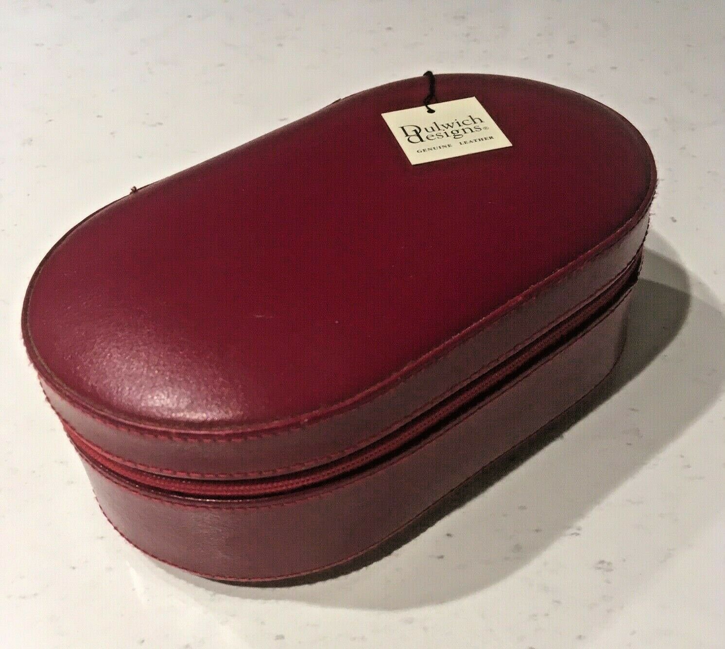 Dulwich Designs Leather Jewelry Zipper Travelcase Hidden Snap Mirror Compartment
