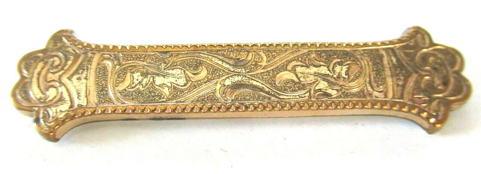 Victorian Engraved 9k Rolled Gold Bar Pin Brooch