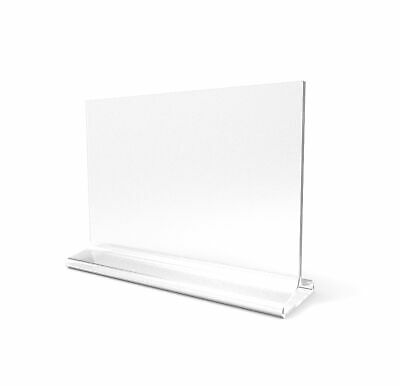 7 X 5 Acrylic Sign Holder For Tabletops, Horizontal, Top Insert, T-style - Clear