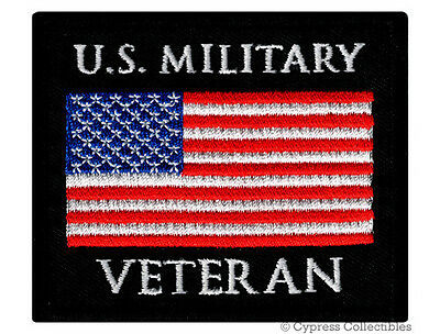 Us Military Veteran Patch Embroidered Iron-on American Armed Forces Vet Usa Flag
