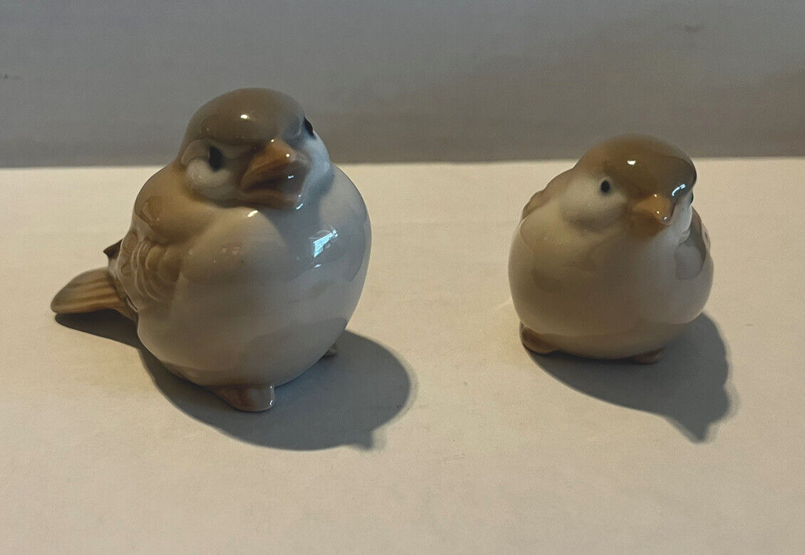 Vintage Homco Porcelain Sparrow Bird Figurines Multi Color Set Of 2 1980's Japan