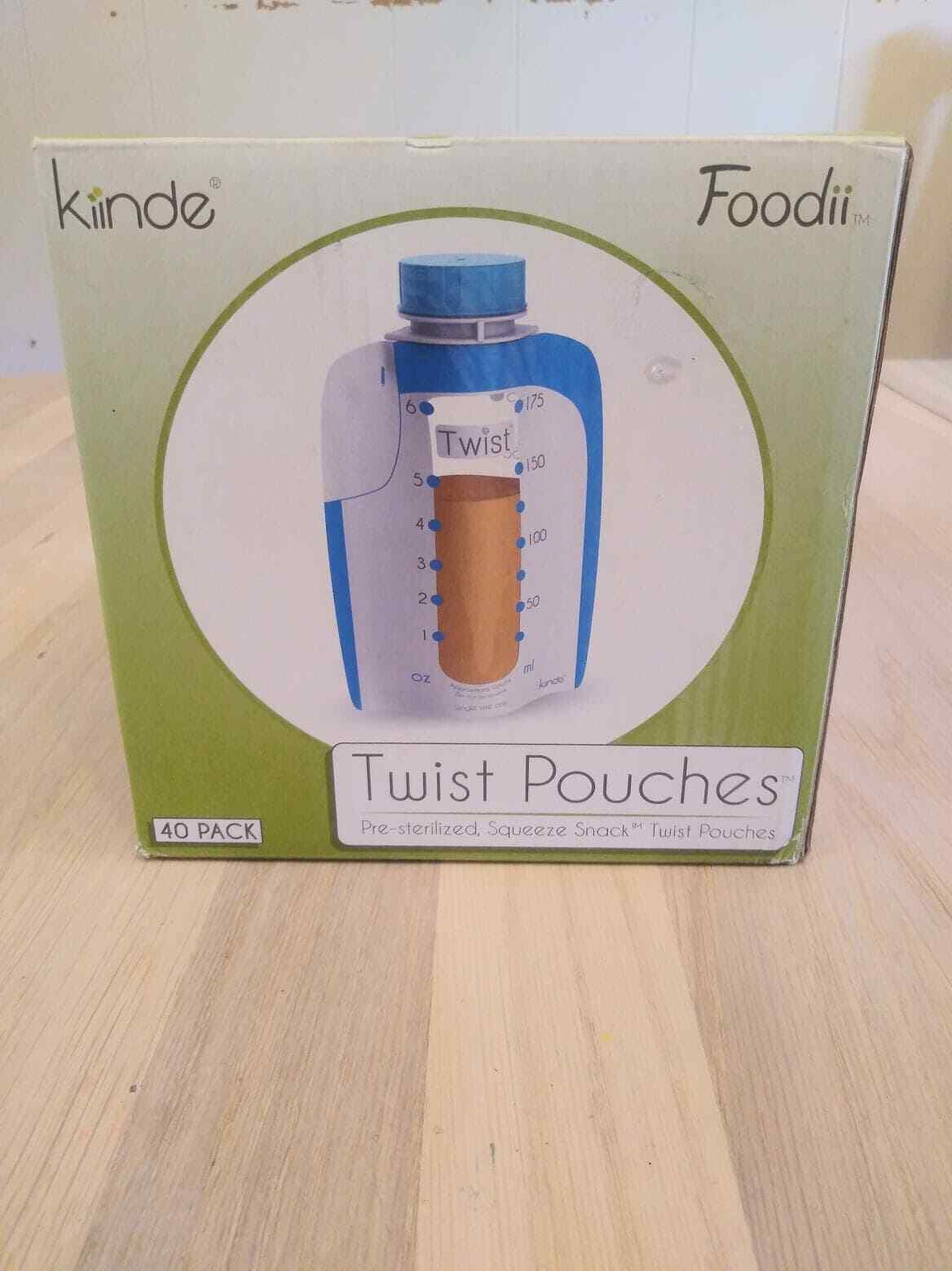 New Kiinde Foodii Twist Pouches (6 Oz - Pack Of 40) Squeeze Snack Food Storage