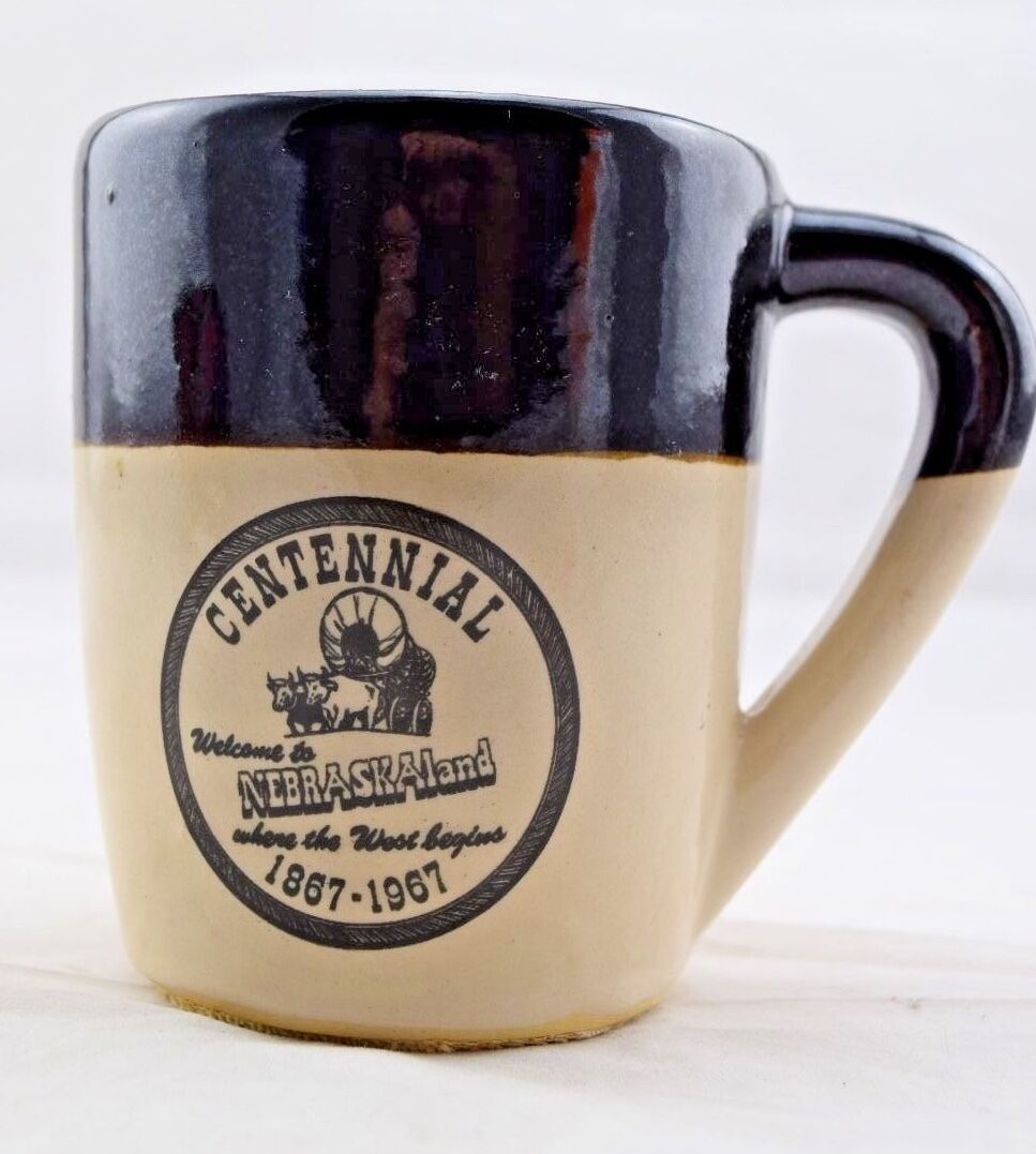 Vintage Centennial "welcome To Nebraskaland Where The West Begins" Coffee Mug K5