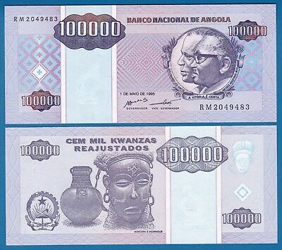 Angola 100,000 Kwanzas 1995 P 139 UNC Low Shipping! Combine FREE! 100000