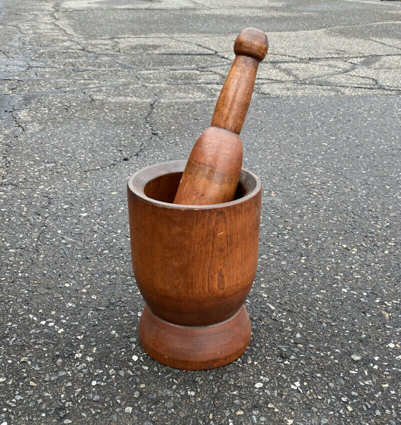 Authentic Early American Country Store Mortar Pestle C1820 Maple Single Block