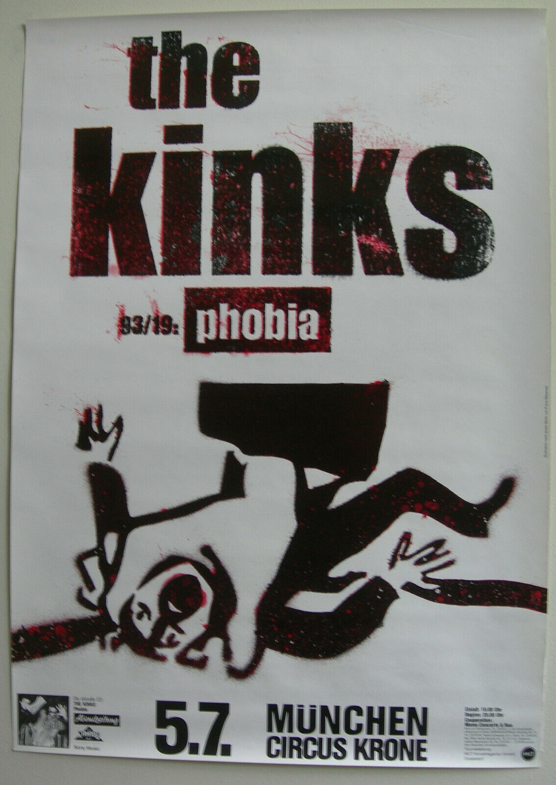 The Kinks Concert Tour Poster 1993 Phobia