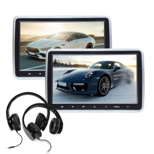 Eonon 2x 10.1" Lcd Screen Car Headrest Dvd Player Pillow Monitor + Free Headsets