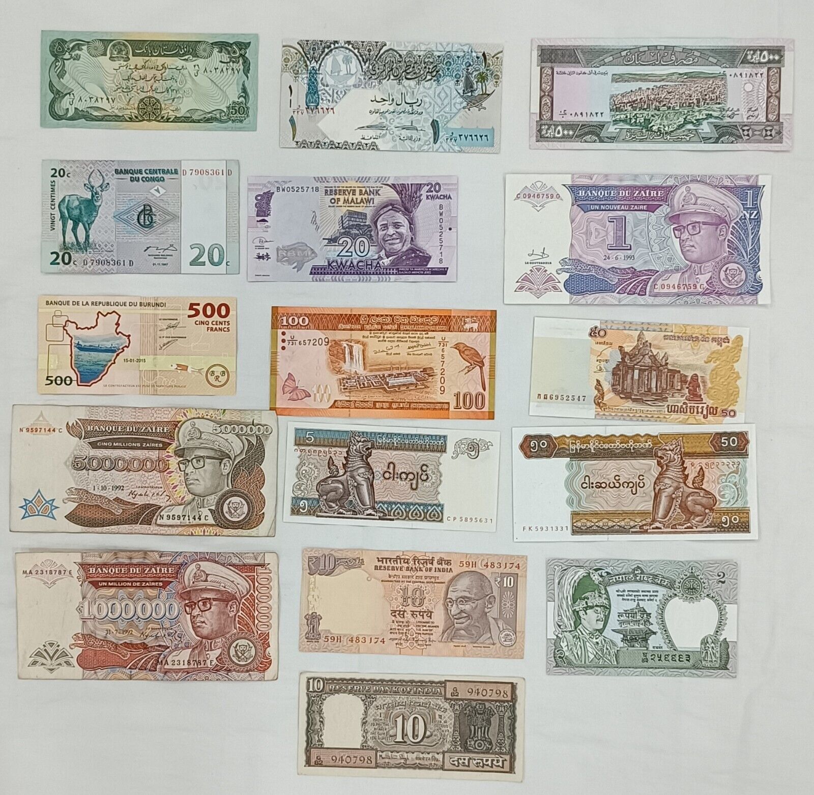 Mixed Lot of 16 Different Foreign PAPER MONEY BANKNOTES WORLD CURRENCY