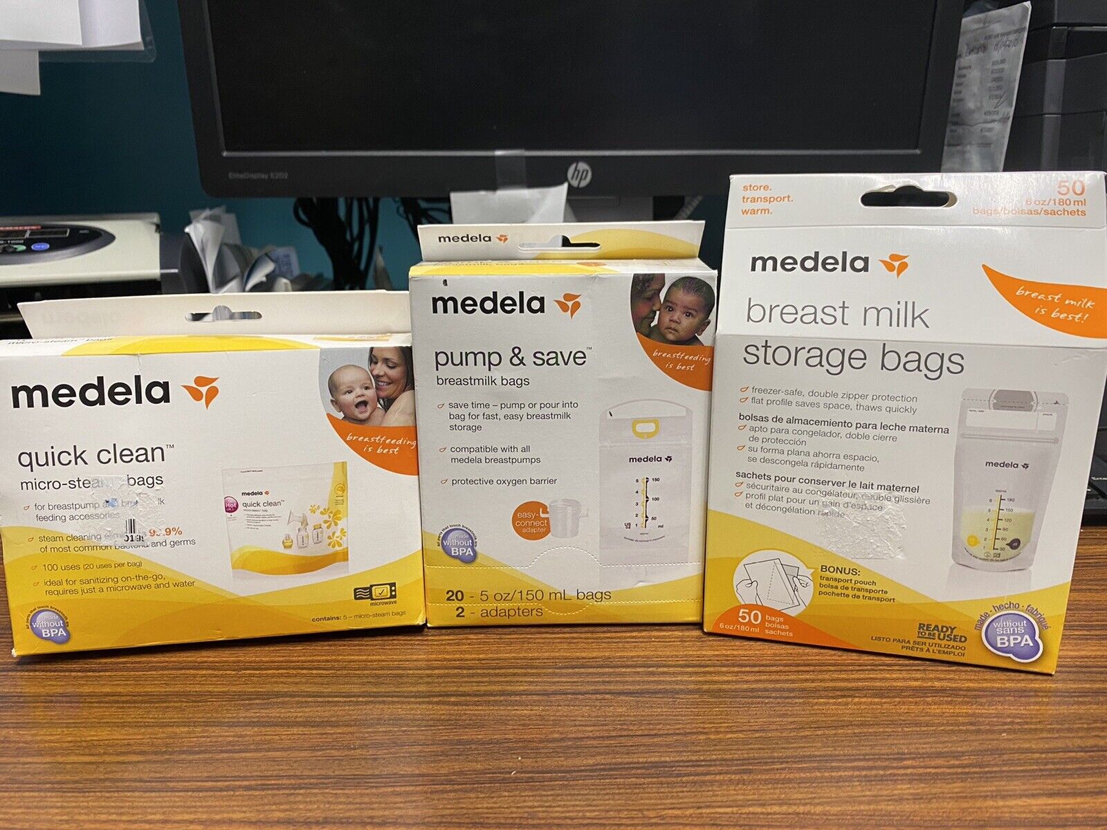 medela breast milk storage bags/ adapters/ micro-steam bags