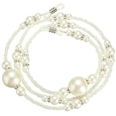 White Pearls Glasses Eyeglass Holder Leash Chain Strap Lanyard Cord Sunglass