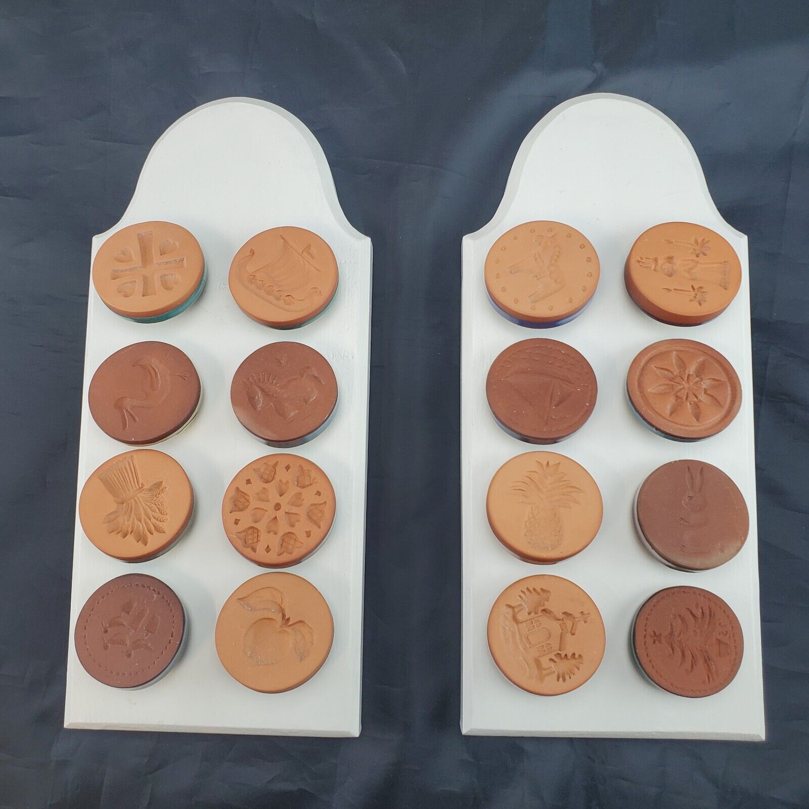 Lot Of 16 Rycraft Ceramic Clay Terracotta Cookie Presses Stamps Hanging Display